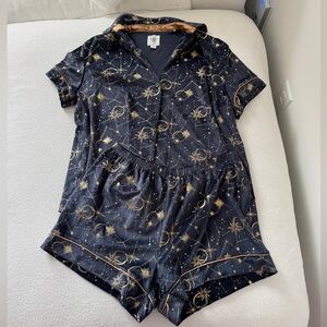 Chelsea Peers Navy/Gold Foil Celestial Pajama Set